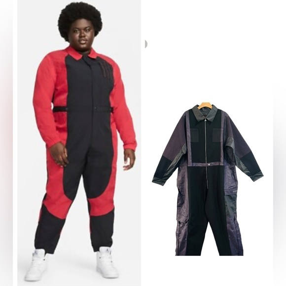 JORDAN Flightsuit Faux Leather One Piece Jumpsuit Purple Black Sample 3X NEW - Picture 1 of 16